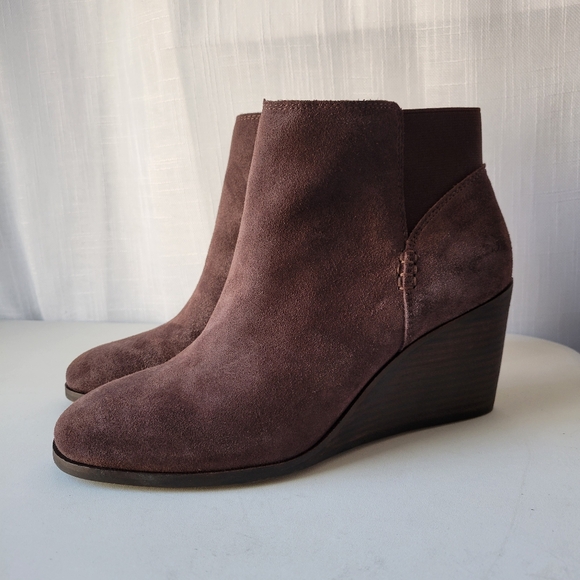 Lucky Brand Zorlina women's wedge brown leather booties size 9 - Picture 5 of 8